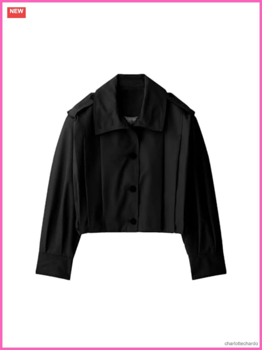 Cropped Pleated Casual Jacket Long Sleeve Button Down Trench Coat